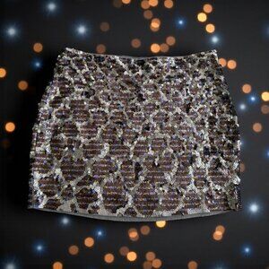 EXPRESS Y2K Vintage Animal Print Sequin Mini Skirt Size XS